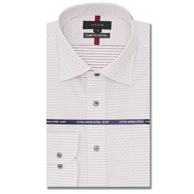 【10％OFFクーポン！1/16(金)1:59まで】TAKA-Q MEN コンフォートコントロール・クロス スタンダードフィット ワイドカラー長袖シャツ スーツ