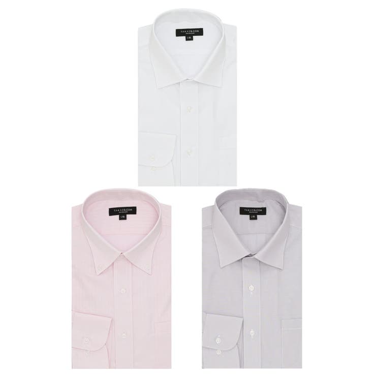 【10％OFFクーポン！2/10(火)1:59まで】TAKA-Q MEN 【WEB限定】形態安定 吸水速乾 スタンダードフィット 長袖シャツ3枚セット MIX スーツ