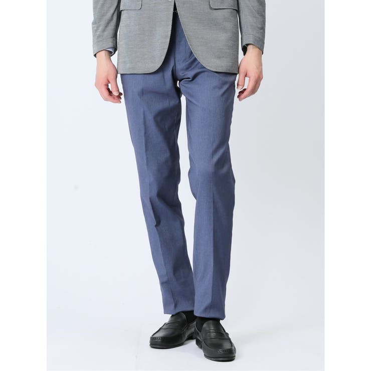 【10％OFFクーポン！12/11(木)1:59まで】TAKA-Q MEN スーパーストレッチ スリムフィット ノータックスラックス カルゼブルー スーツ