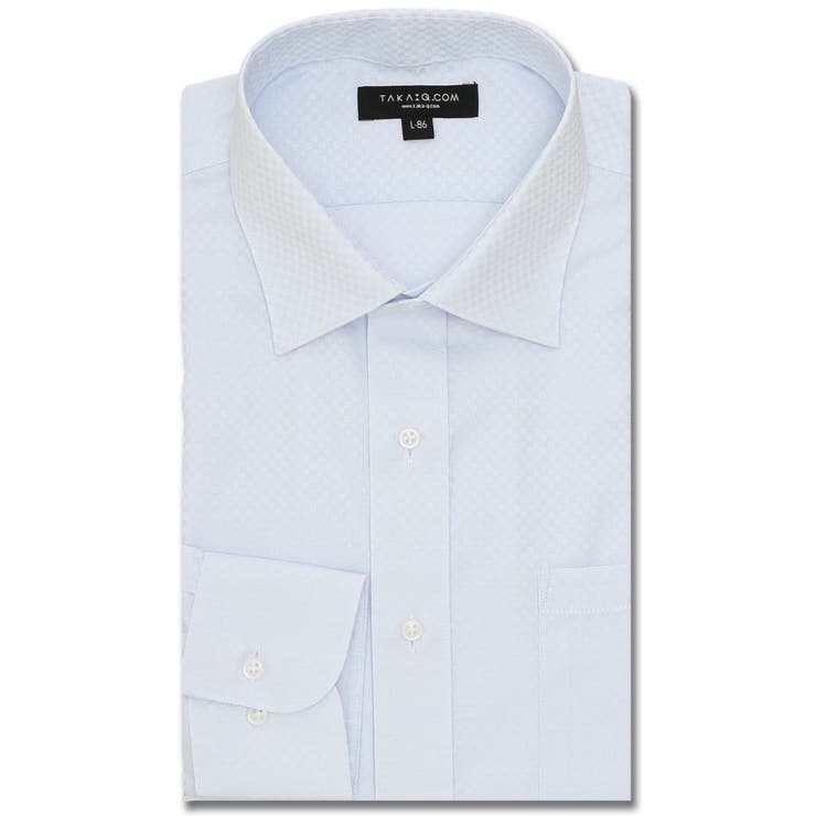 TAKA-Q MEN 【WEB限定】形態安定 吸水速乾 スタンダードフィット ワイドカラー長袖シャツ スーツ