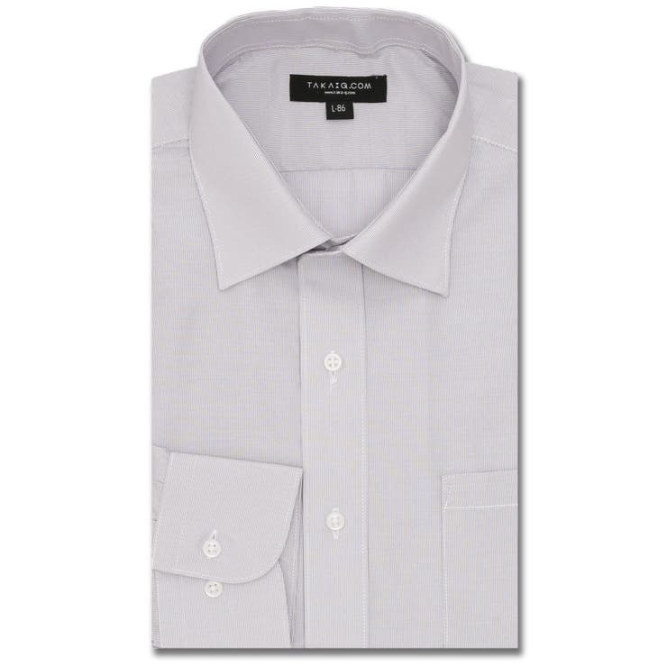 TAKA-Q MEN 【WEB限定】形態安定 吸水速乾 スタンダードフィット ワイドカラー長袖シャツ スーツ