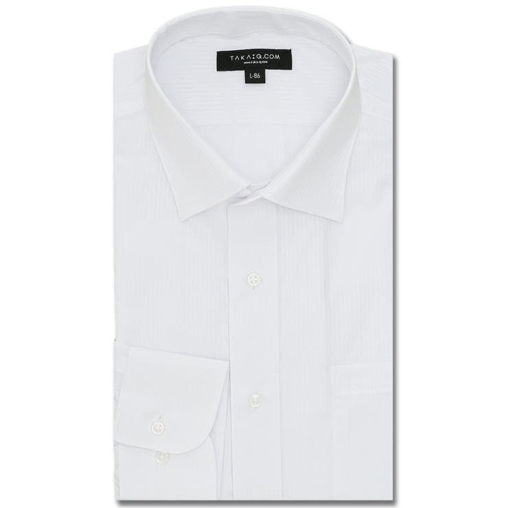TAKA-Q MEN 【WEB限定】形態安定 吸水速乾 スタンダードフィット ワイドカラー長袖シャツ スーツ