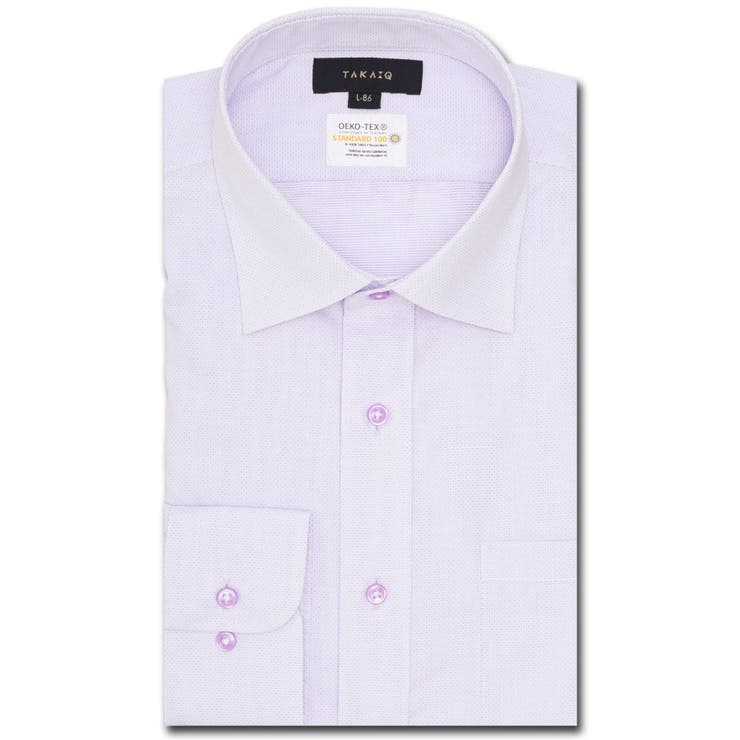 TAKA-Q MEN 形態安定 吸水速乾 スタンダードフィット ワイドカラー長袖シャツ スーツ