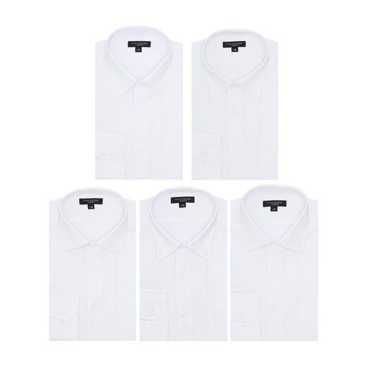 【10%OFFクーポン!11/27(木)1:59まで】TAKA-Q MEN 【WEB限定】形態安定 吸水速乾 スタンダードフィット 長袖シャツ5枚セット 白 ス...