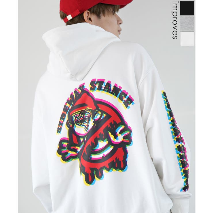 improves パーカー メンズ SIDEWAY STANCE サイドウェイスタンス オリジナルプリント グラフィック スウェット グリッチ NO WAY オーバーサイズ アメカジ カジュアル トップス