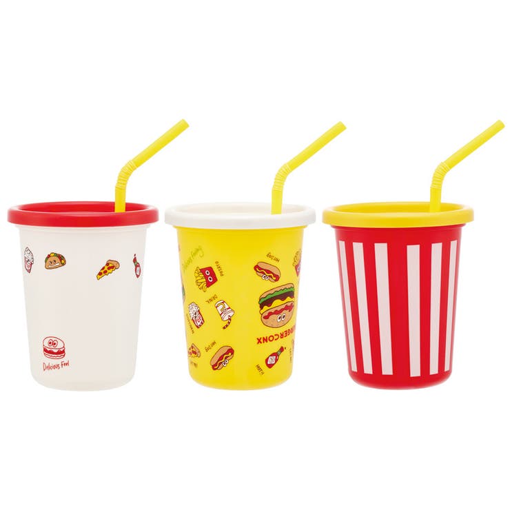 Skater ストロー付きタンブラー 3個セット プラスチック 蓋付きコップ ふた付きコ...