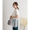 【5%OFFクーポン 9/11 1:59まで】atONE プリーツチュールドッキングTシャツ トップス