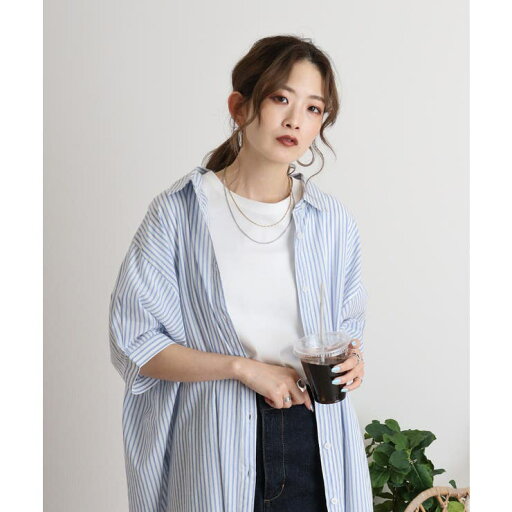 atONE ストライプシャツワンピース ワンピース・ドレス atONE ストライプシャツワンピース ワンピース・ドレス