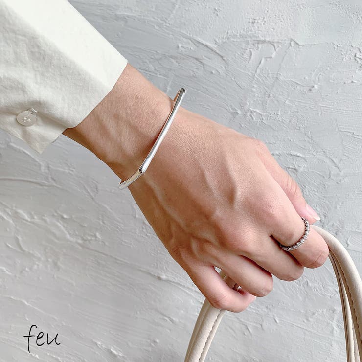 feu 【SILVER925】CORNER CORD BANGLE シルバー925 アレルギー対応 アクセント デザイン モードカジュアル 韓国ファッション アクセサリー