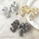 【7/11 1:59まで 5%OFFクーポン】VINGTAINE ブローチ ピン リボン パヴェ ビジュー ストーン アクセサリー 可愛い 上品 ギフト プレゼ...