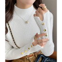 SUNSHINE CLOSET ボトルネック ニットトップス 袖口ボタン トップス