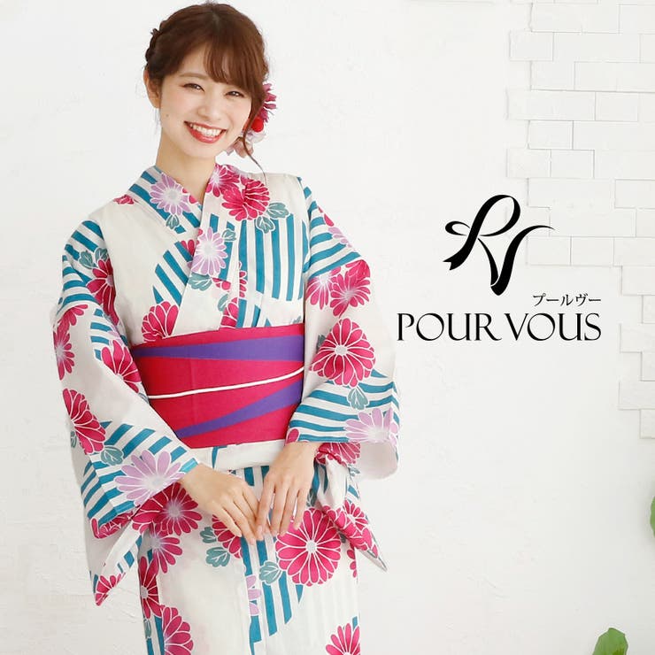 【10%OFFクーポン!11/27(木)1:59まで】PourVous 浴衣 レトロ レディース セット ゆかた 浴衣セット 女性 大人 花火大会 帯 夏祭り ...
