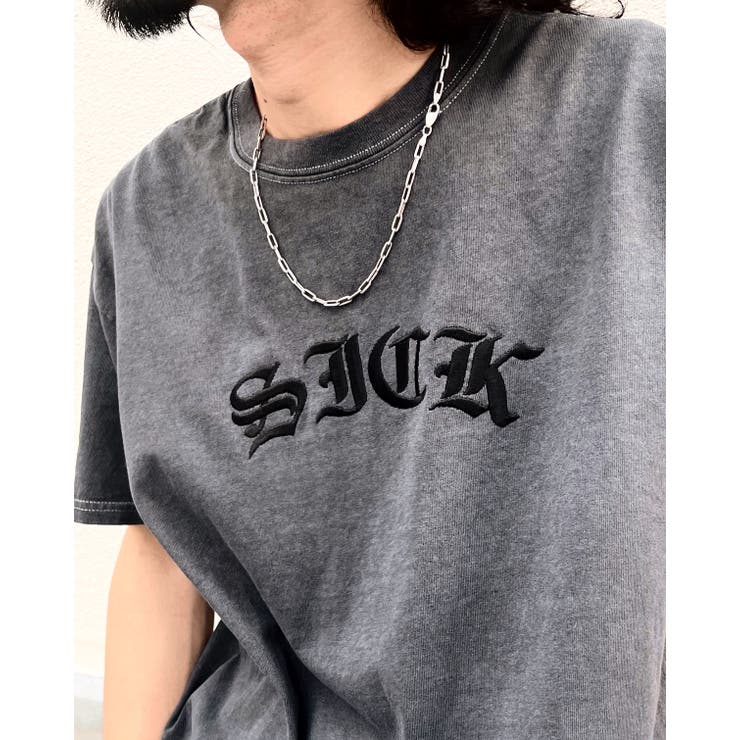 【10％OFFクーポン！3/26(木)1:59まで】MODISH GAZE ピグメントSICK刺繍Tシャツ(半袖) トップス