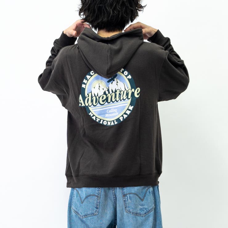 MODISH GAZE 裏毛 長袖 ビッグプルパーカー Adventure トップス