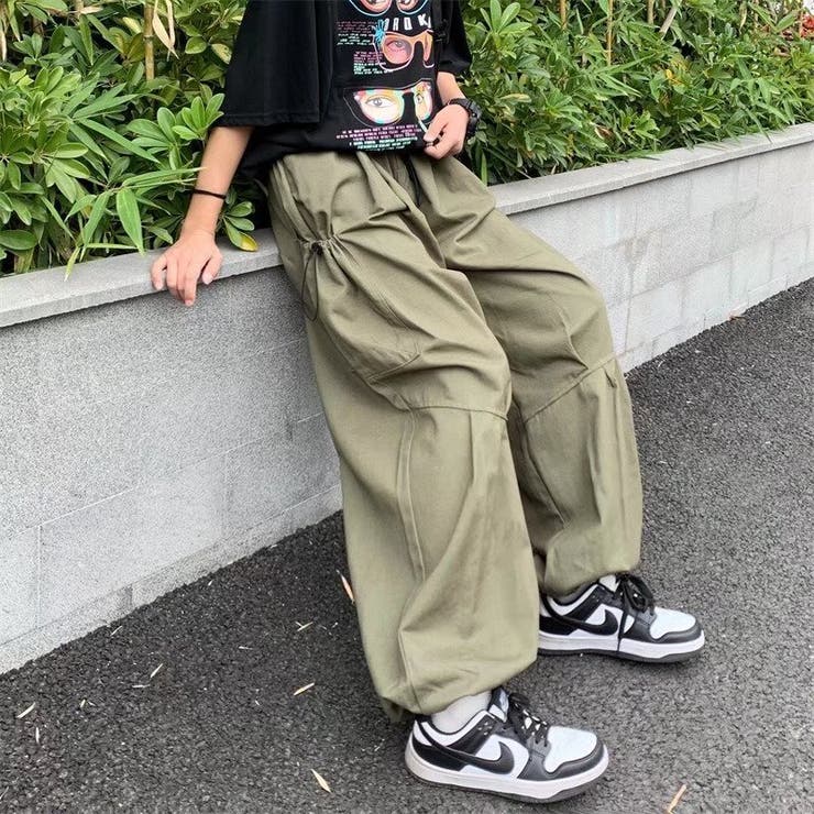 MODISH GAZE サイドポケット付き ワイドカーゴパンツ（裾ゴム） パンツ・ズボン