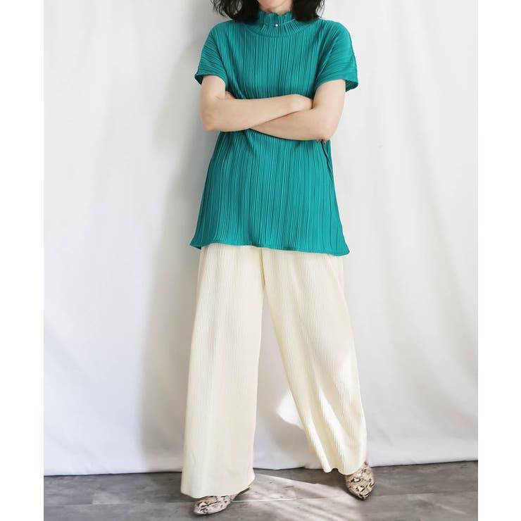 【10％OFFクーポン！1/29(木)1:59まで】ARGO TOKYO 【予約販売5月中旬お届け予定】High Neck Pleats Blouse 23033　ハイネックプリーツブラウス　ブラウス　プリーツトップス　シャツ　ハイネック　 トップス