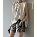 ARGO TOKYO Wrinkle processing Satain Tops しわ加工サテントップス サテンブラウス ノースリーブ トップス サテントップス サテンタンクトップ トップス