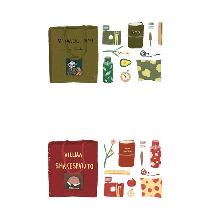 ARGO TOKYO 【Flower beardシリーズ】ワックス撥水加工コットン地ブックイラストトート韓国ファッションレディース バッグ・鞄 shoplistselect-10175346 SHOPLIST サンプル画像2