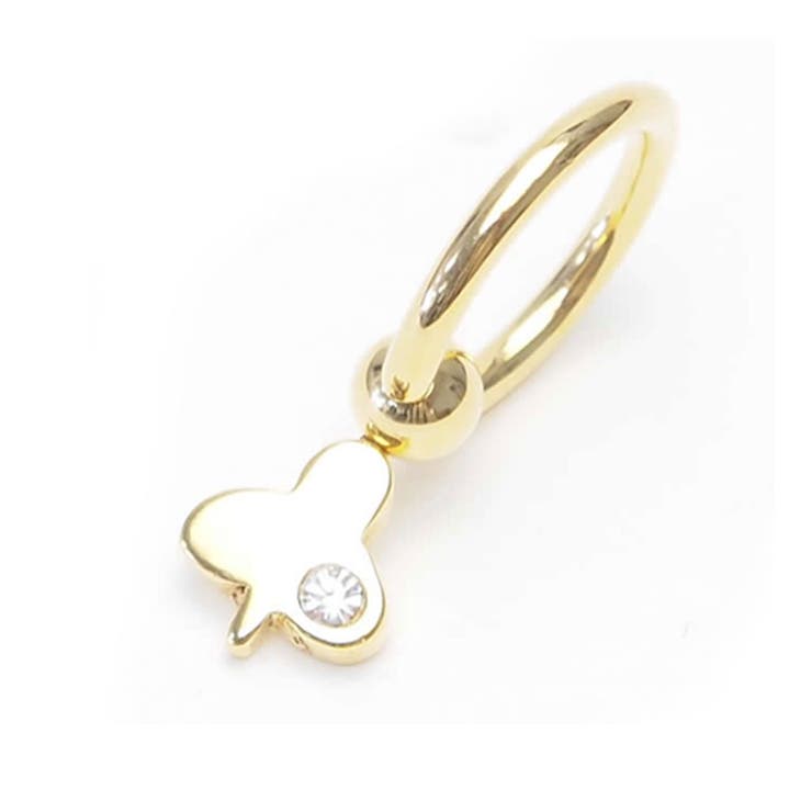 ピアス専門店HOMESLICEPRODUCTIONS ゴールドプレートキャプティブビーズリング ダングルクローバー【ボディピアス/ボディーピアス//トラガス/ヘリックス/耳ピアス/軟骨ピアス/316Lステンレス/アクセサリー】 アクセサリー