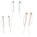 ピアス専門店HOMESLICEPRODUCTIONS ピアス サージカルステンレス 6パール ロングウェーブ 1ペア ロング レディース 両耳用 アクセサリー