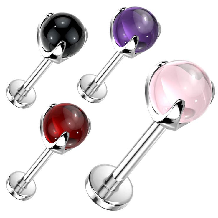 ピアス専門店HOMESLICEPRODUCTIONS ボディピアス ラブレットスタッド 20G 18G 16G 14G プッシュタイプ ストーン 軟骨ピアス 耳ピアス ヘリックス インプラントグレードチタン ラブレット リップ ボディーピアス アクセサリ