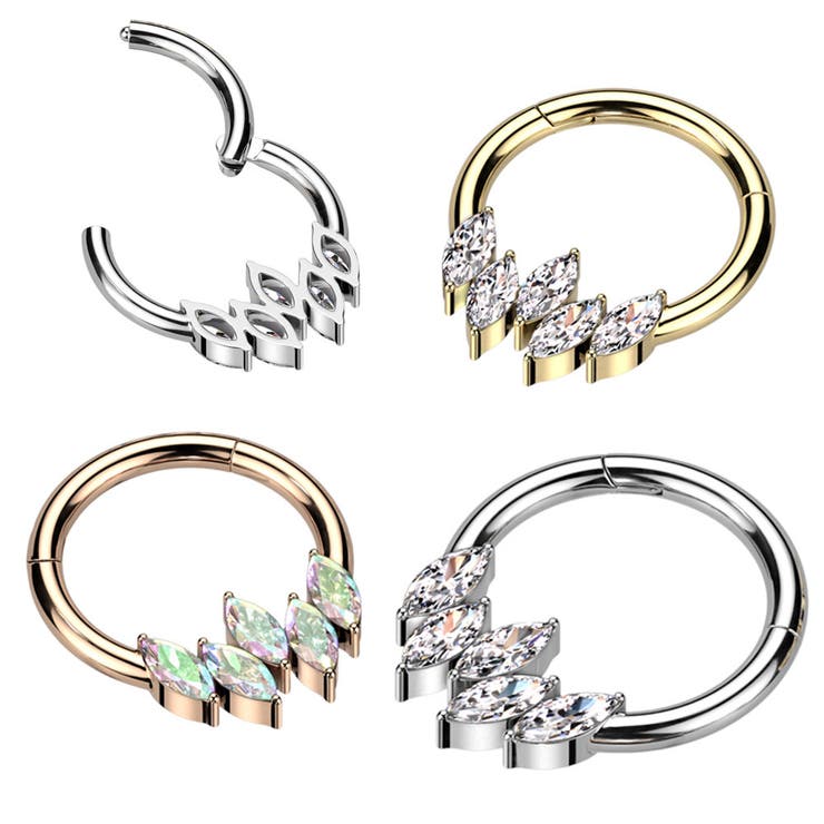 ピアス専門店HOMESLICEPRODUCTIONS ボディピアス 軟骨ピアス 16G ジュエル マーキーズ CZ セグメントリング 1個入り フープピアス シンプル ワンタッチピアス サージカルステンレス 耳ピアス ヘリックス 金属アレルギー アクセサ