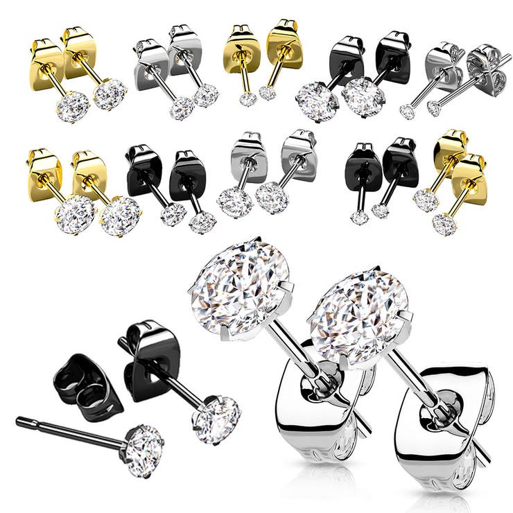 ピアス専門店HOMESLICEPRODUCTIONS ピアス インプラントグレードチタン 20G ジュエル シンプル スタッドピアス 1ペア G23 レディース メンズ ユニセックス 金属アレルギー対応 シルバー ゴールド ブラック 両耳用 アクセサリー