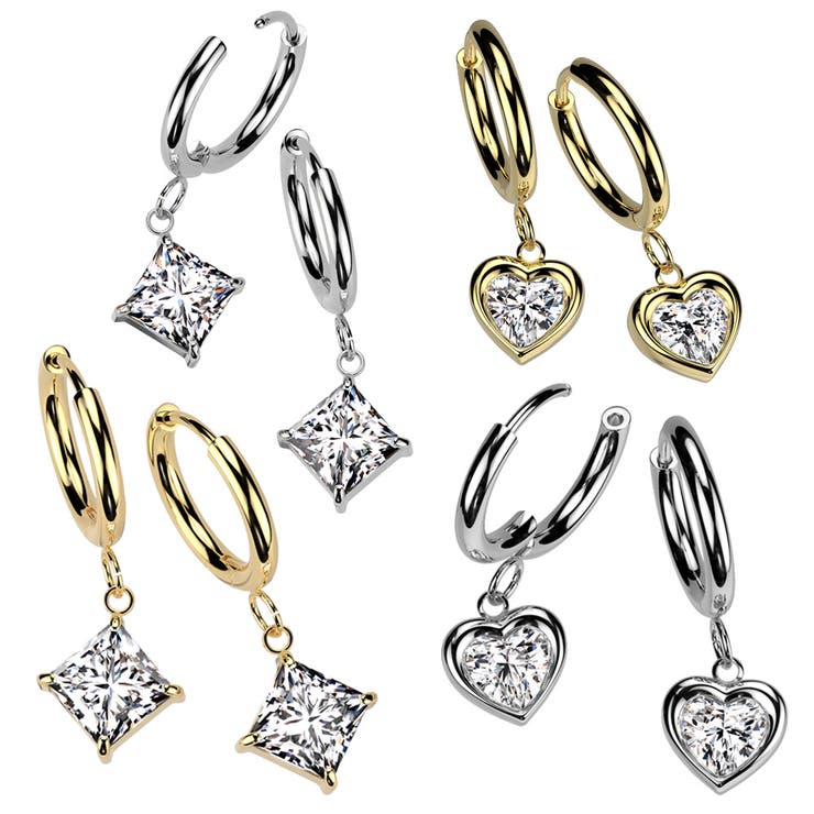 【10%OFFクーポン!11/27(木)1:59まで】ピアス専門店HOMESLICEPRODUCTIONS フープピアス サージカルステンレス ジュエル ハート...