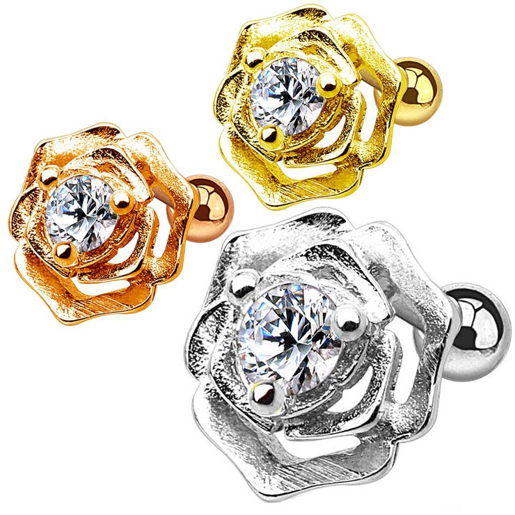 【10%OFFクーポン!11/27(木)1:59まで】ピアス専門店HOMESLICEPRODUCTIONS 16G ジュエル ローズ ストレートバーベル【ボディ...