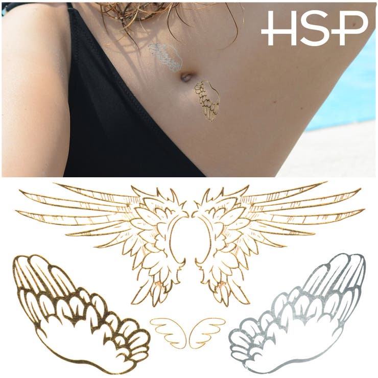 【10%OFFクーポン!11/27(木)1:59まで】ピアス専門店HOMESLICEPRODUCTIONS タトゥーシール ゴールド&シルバー 2枚セット トリ...