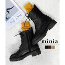 minia コマンドソールレースアップ 厚底4cmヒール minia ◇ ブーツ ショートブーツ ミドルブーツ レースアップブーツ 編み上げブーツ ワークブーツ...
