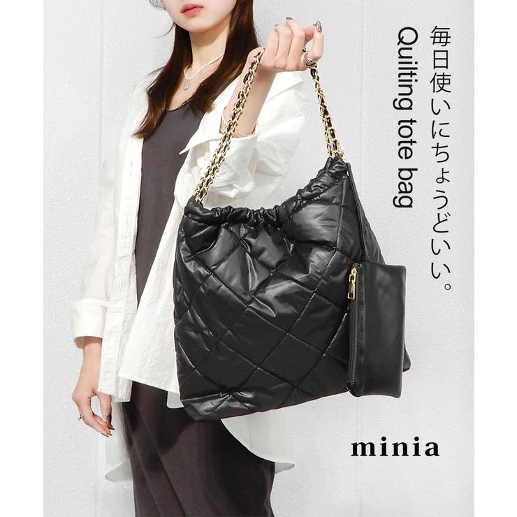 【10％OFFクーポン！11/27(木)1:59まで】minia キルティングトート minia ◇ ハンドバッグ トートバッグ 大きめ マザーズバッグ 通学 通勤 バッグ 鞄 レディース バッグ・鞄