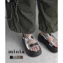 【6/11 1:59まで 10%OFFクーポン】minia コノジサンダル 6cm厚底 minia ◇サンダル 厚底サンダル スポーツサンダル スポサン コンフォートサンダル 厚底 厚底シューズ メタリック シルバー 黒 アニマル柄 総柄 レディース シ
