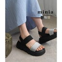 【6/25限定 20%OFFクーポン】minia グリッターゴムスポサン 4cm厚底 minia ◇ スポーツサンダル スポサン 厚底サンダル 厚底シューズ ス...