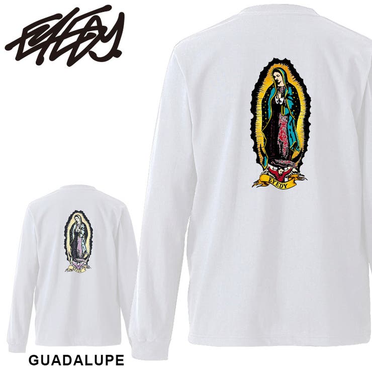 EYEDY EYEDY アイディー ロンt GUADALUPE メキシコ 聖母マリア ロングスリーブTシャツ 大きいサイズ メンズ ロングtシャツ ブランド M L XL XXL XXXL おしゃれ ストリート 綿 コットン デザイン プリント かっこい