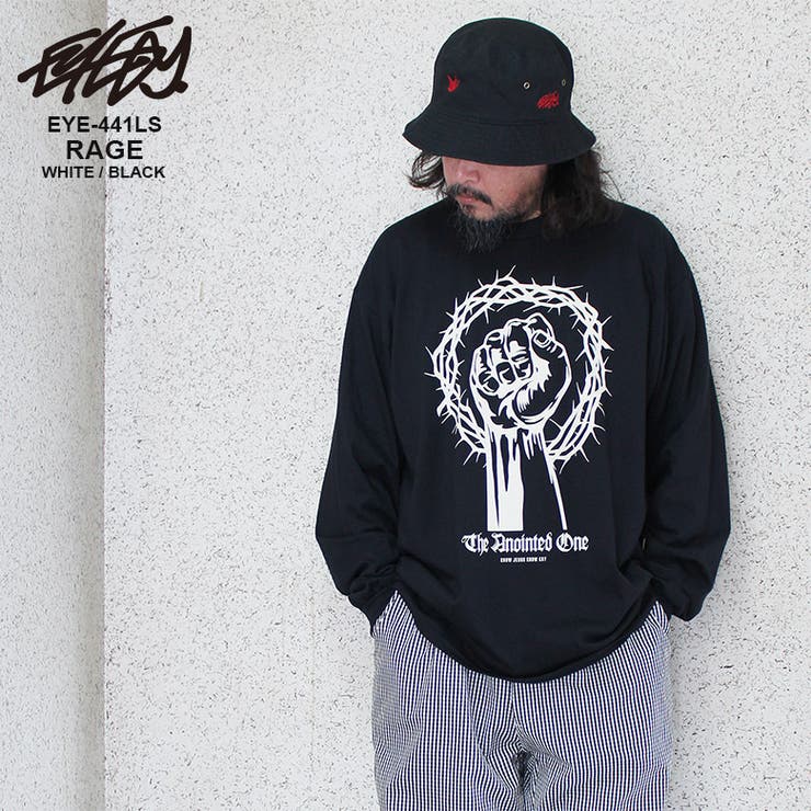 【10％OFFクーポン！1/16(金)1:59まで】EYEDY EYEDY アイディー RAGE ロングスリーブTシャツ 大きいサイズ メンズ ロングtシャツ M L XL XXL XXXL おしゃれ ストリート 綿 コットン デザイン プリント かっこ