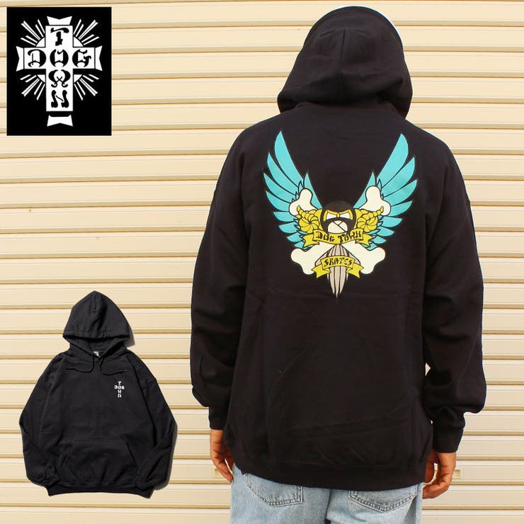 【10％OFFクーポン！5/27(水)1:59まで】EYEDY DOGTOWN ドッグタウン CROSS BONES HOODIE スウェットパーカ ブラック プリント 大きいサイズ メンズ 長袖 L XL 大きめ 長袖 8oz 裏起毛 デザイン プリン