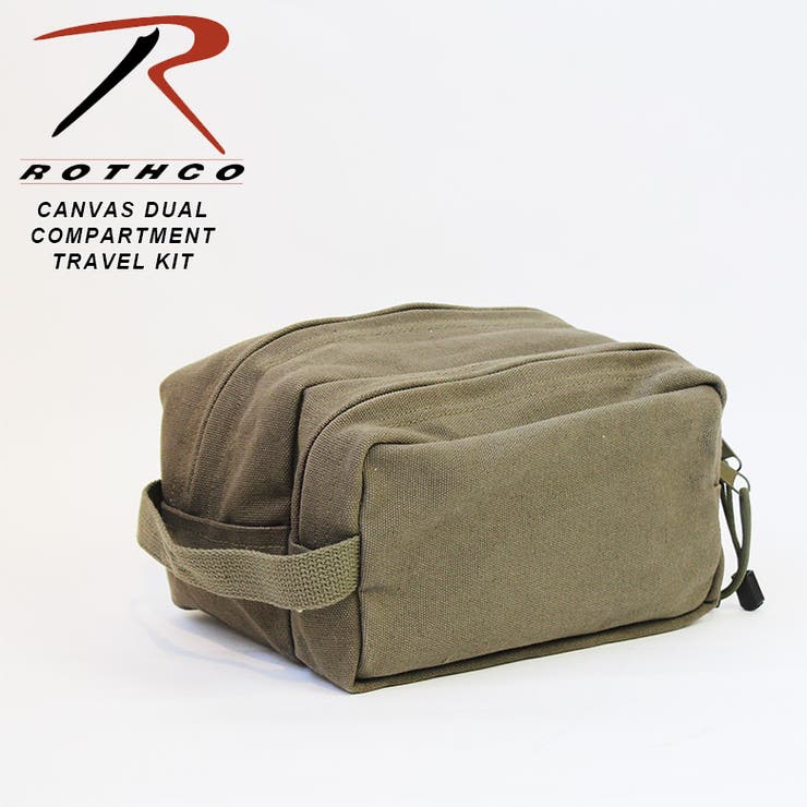 【10％OFFクーポン！3/26(木)1:59まで】EYEDY Rothco ロスコ CANVAS DUAL COMPARTMENT TRAVEL KIT トラベルバッグ バッグインバッグ トラベルポーチ 人気 安い ブランド ビッグサイズ ブラウン ス