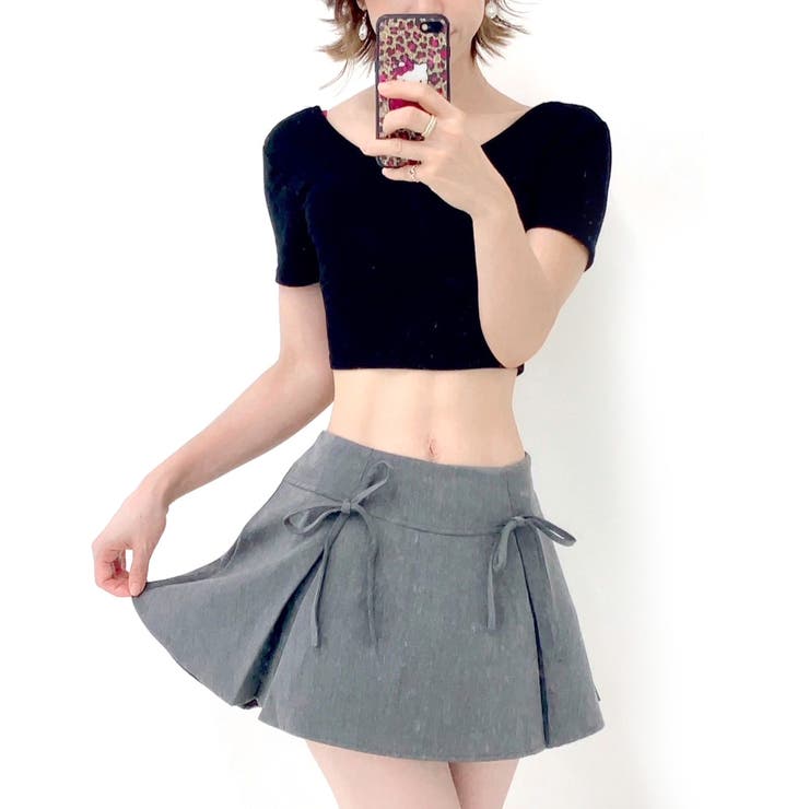 STRIP CABARET プリーツスカート パンツ スカパン スカートパンツ ミニスカート リボン きれいめ かわいい ギャル キャバドレス 韓国 韓国ファッション オルチャンファッション スカート