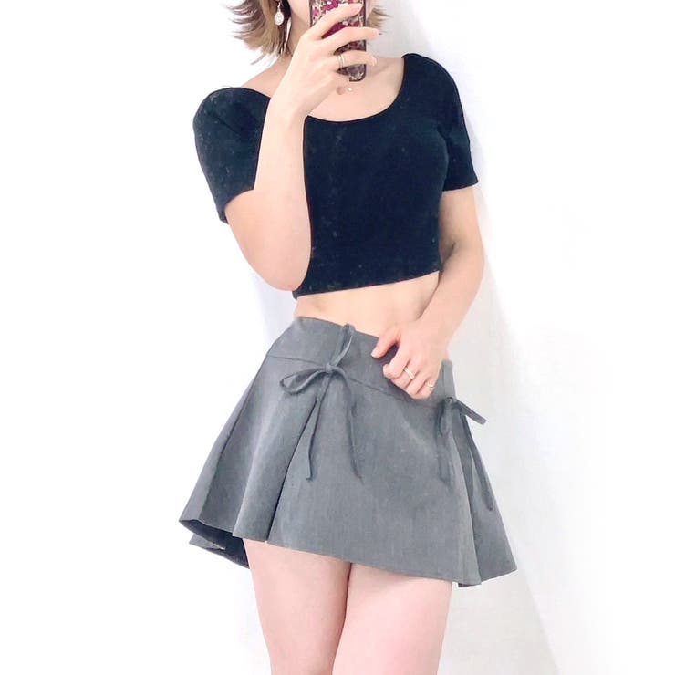 STRIP CABARET プリーツスカート パンツ スカパン スカートパンツ ミニスカート リボン きれいめ かわいい ギャル キャバドレス 韓国 韓国ファッション オルチャンファッション スカート