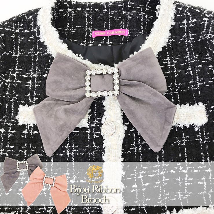 【10%OFFクーポン!11/27(木)1:59まで】STRIP CABARET ブローチ コサージュ リボン ビジュー ビジュ かわいい トップスワンピース ...