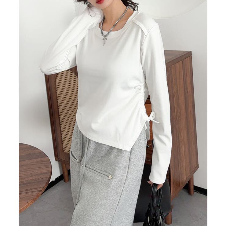 aimoha サイドリボンロングスリーブトップス トップス