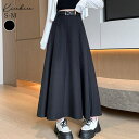 kirakiraShop フレアロングスカート ボトムス ロングスカート ボリューム フレア Aライン プリーツ マキシ丈 脚長 着痩せ 体型カバー シンプル きれいめ 大人カジュアル ハイウエスト ジップ 可愛い スカート