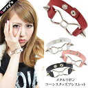 curvy's (メタルリボンコーンスタッズブレスレット)ブレスレット ブレス アクセサリー ジュエリー メタル スタッズ リボン パンクロック アクセサリー