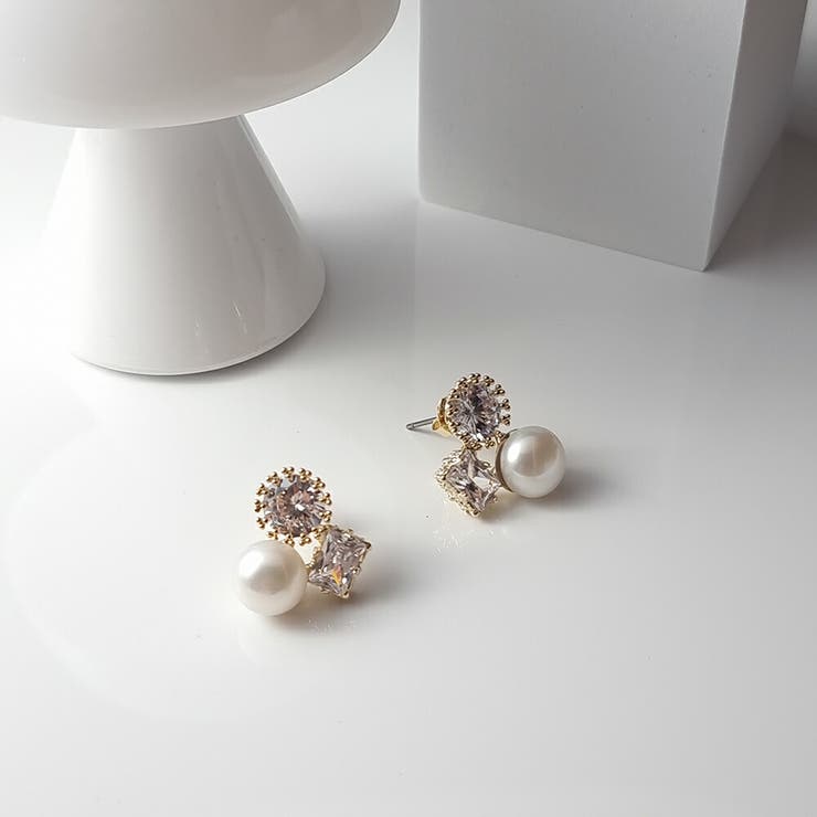 lattencos パール キュービック ピアス韓国 アクセサリー ジュエリー ピアス 垂れる パール 上品 エレガント lattencos ラテアンドコス アクセサリー