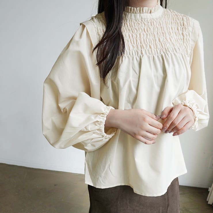 【10％OFFクーポン！7/26(日)1:59まで】Doux Belle Instagramで大人気！ ぽわん袖 ギャザー トップス