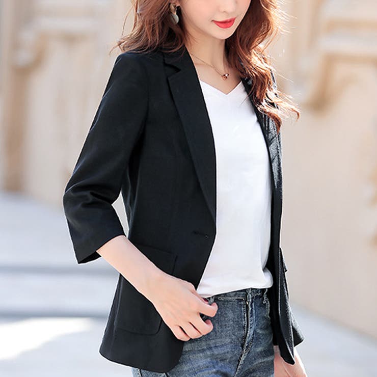 【10％OFFクーポン！1/29(木)1:59まで】Doux Belle テーラードジャケット レディース 七分袖 アウター(コート・ジャケットなど)