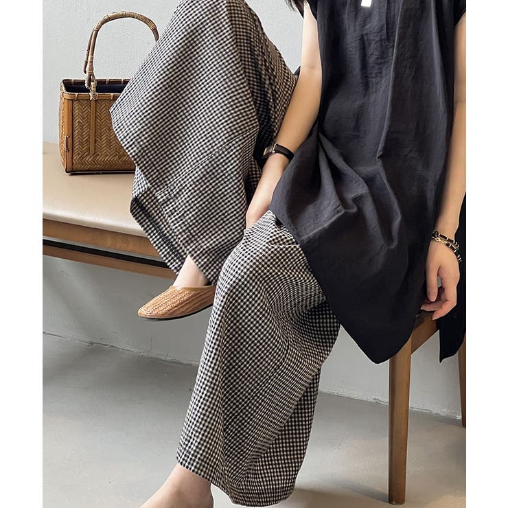 ARGO TOKYO Gingham Check Wide Pants ギンガムチェックワイドパンツ　ワイドパンツ　SUMMERパンツ　ロングパンツ　クロップドパンツ パンツ・ズボン