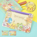 AVVENTURA ポケットモンスター ポケモン フラットポーチ 窓付き 大きめ 平ポーチ コンパクト 小物入れ 化粧ポーチ 文具 透明 クリア 帆布 ピカチュウ レディース メンズ 女子 男子 男女兼用 通勤 通学 旅行 整理 大人 学生 子供 可愛い