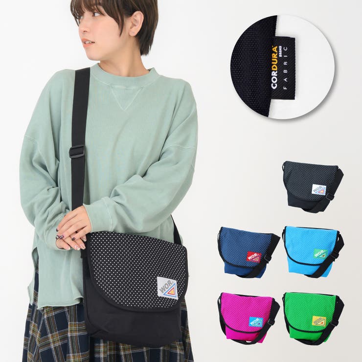 AVVENTURA ランナー ショルダーバッグ メッセンジャーバッグ フラップ レディース 女子 ドット ナイロン 取り出しやすい カジュアル ストリート大人 女の子 メンズ 男子 男の子 バッグ ブラ